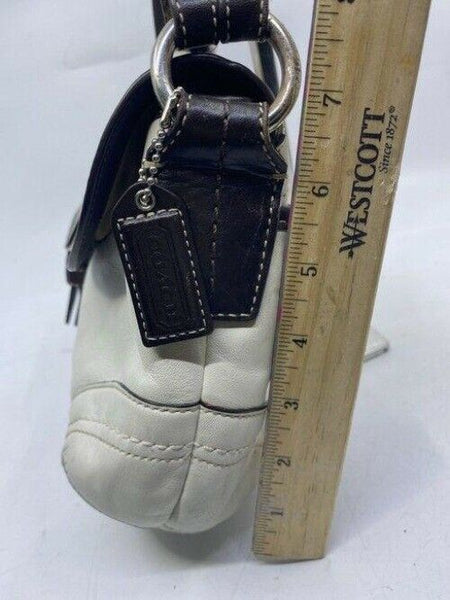 coach medium bag handbag white black leather shoulder bag