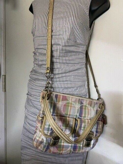 coach msrp multicolor fabric cross body bag