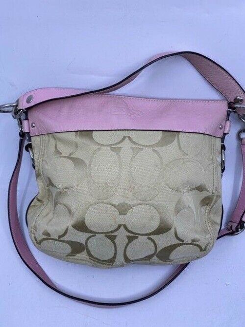 Coach Pink Beige Fabric Cross Body Bag