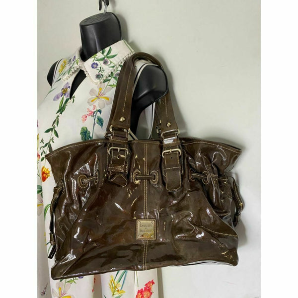 DOONEY & BOURKE Brown Large Leather Patent Tote Bag