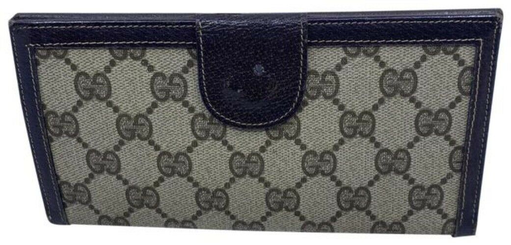 Gucci Brown Long Vintage Canvas Wallet