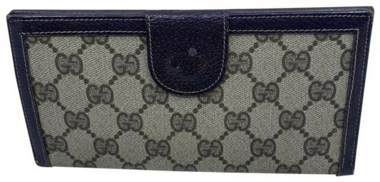 Gucci Brown Long Vintage Canvas Wallet