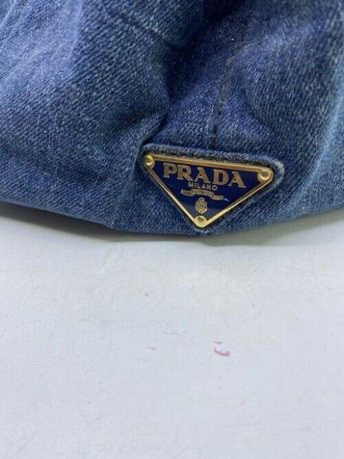 Prada Canapa Shoppers Tote Blue Denim Shoulder Bag