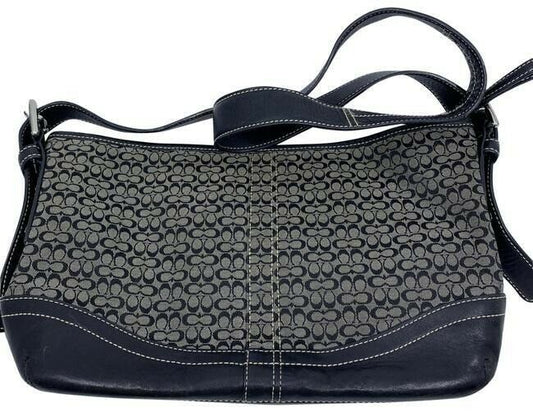 Coach Black Beige Fabric Cross Body Bag
