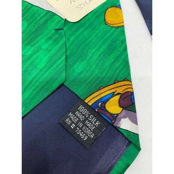 NWOT Looney Tunes Neck Tie Blue Green White Silk