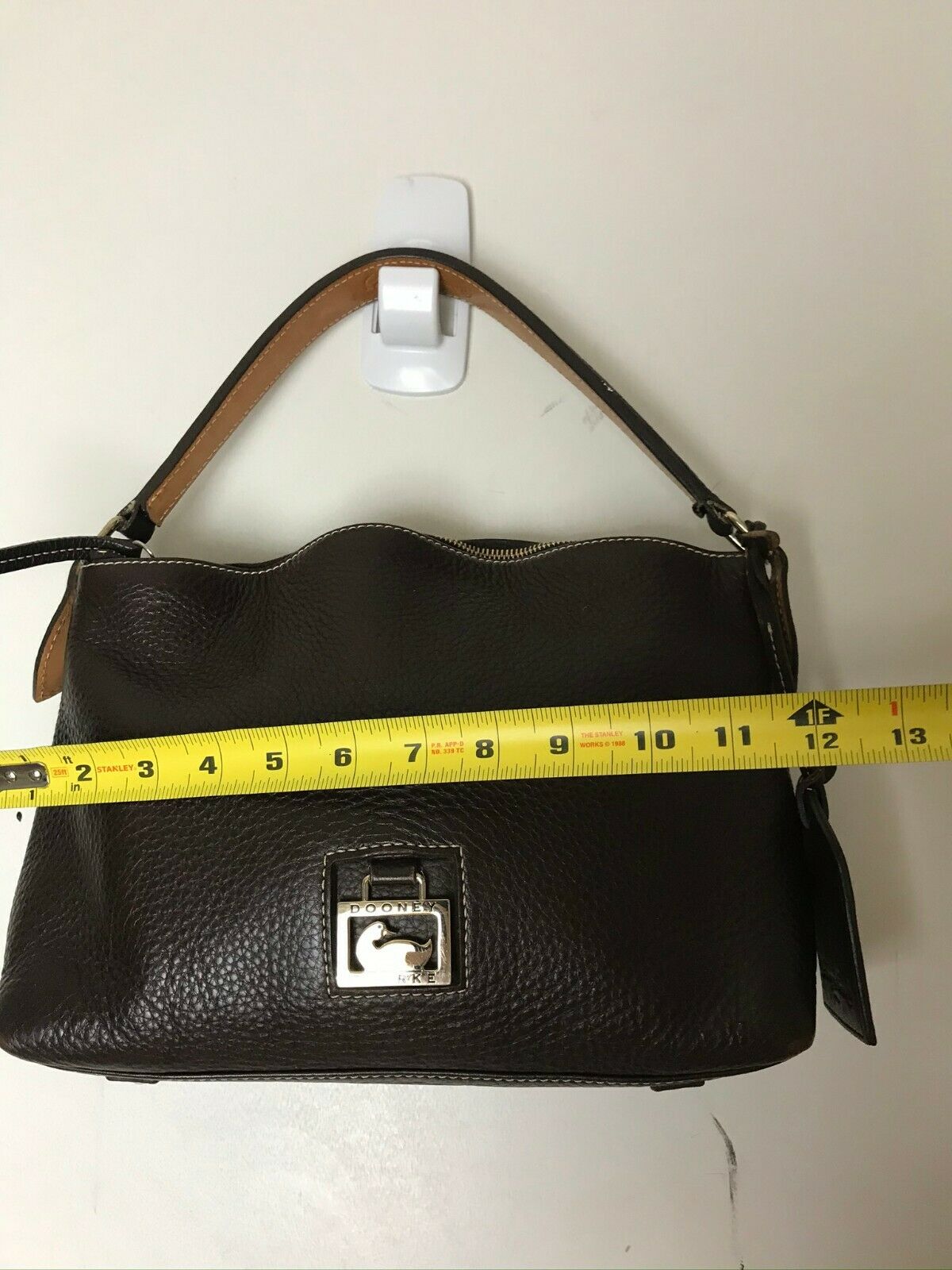 Dooney & Bourkek Brown Medium Leather Canvas Tote