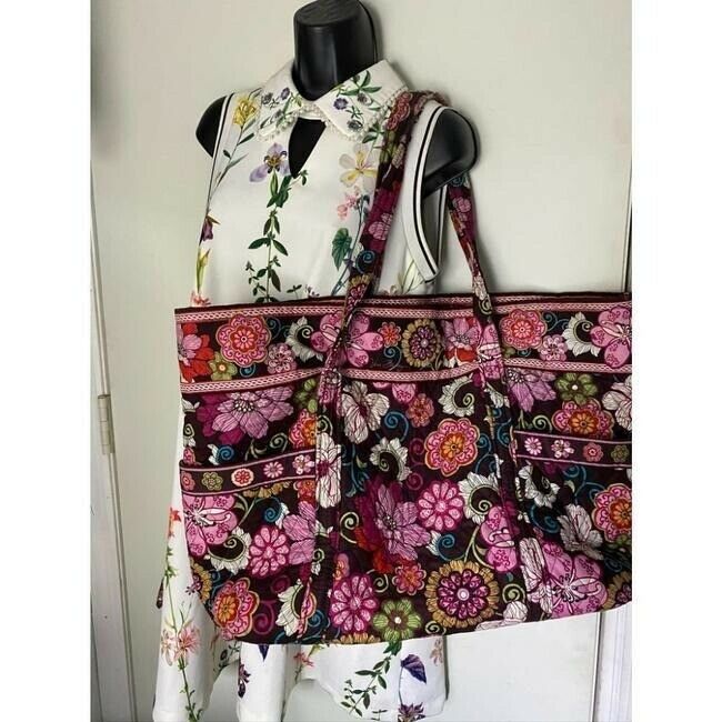 vera bradley bag extra large msrp black white pink tote
