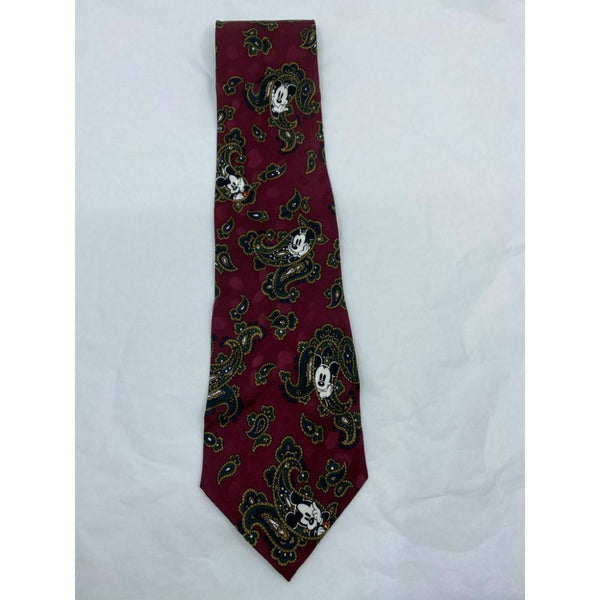 MICKEY MOUSE Disney Neck Tie Red Black Hand Made 100% Silk