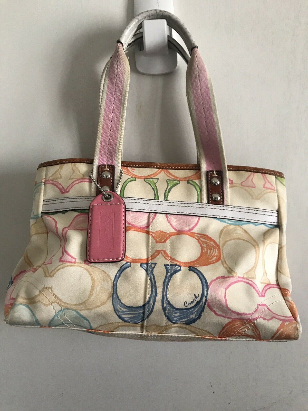 COACH Beige/multi-colored Canvas All Over Logo Handbag