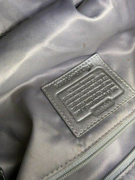 coach silver beige fabric shoulder bag