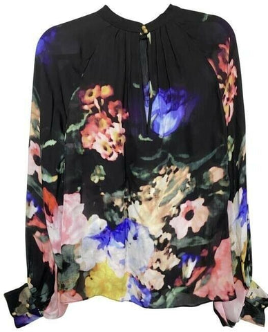 nicole miller multicolor new ls floral msrp sample small blouse