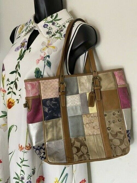 Coach Bag Medium Multi Color Leather Tote