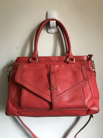 TORY BURCH Orange Leather Handbag W/ Crossbody Strap Msrp $490