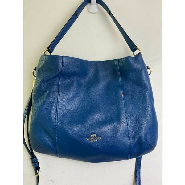 Coach Medium W Adjustable Strap Blue Leather Cross Body Bag