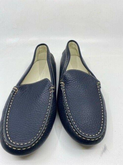 tod s navy leather classic loafers flats size us