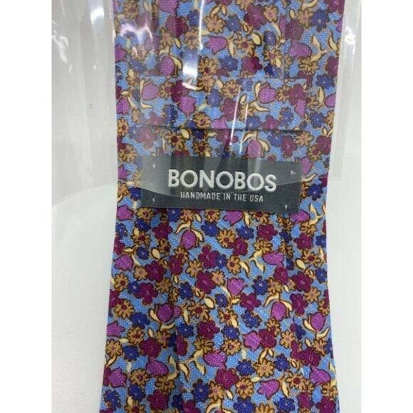 New! BONOBOS Purple Blue Orange Flower Neck Tie
