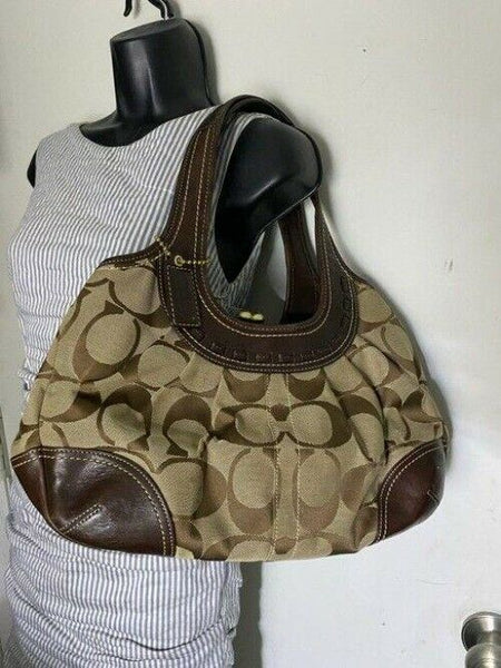 Coach Shoulder Bag Medium Msrp Tan Brown Jacquard Fabric Tote