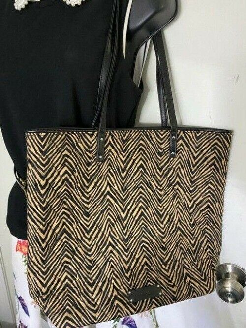 vera bradley bag large quilted black beige fabric tote