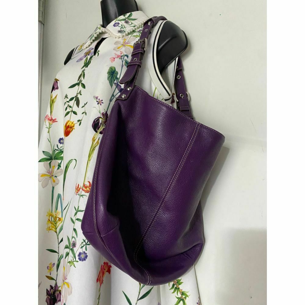 Tignanello Purple Leather Shoulder Bag