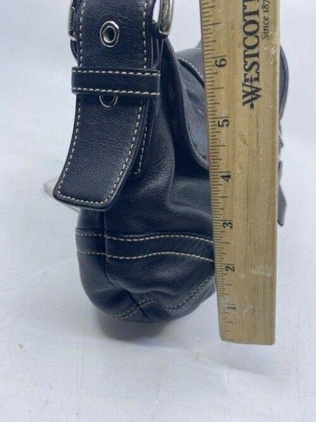 coach medium bag handbag black leather shoulder bag