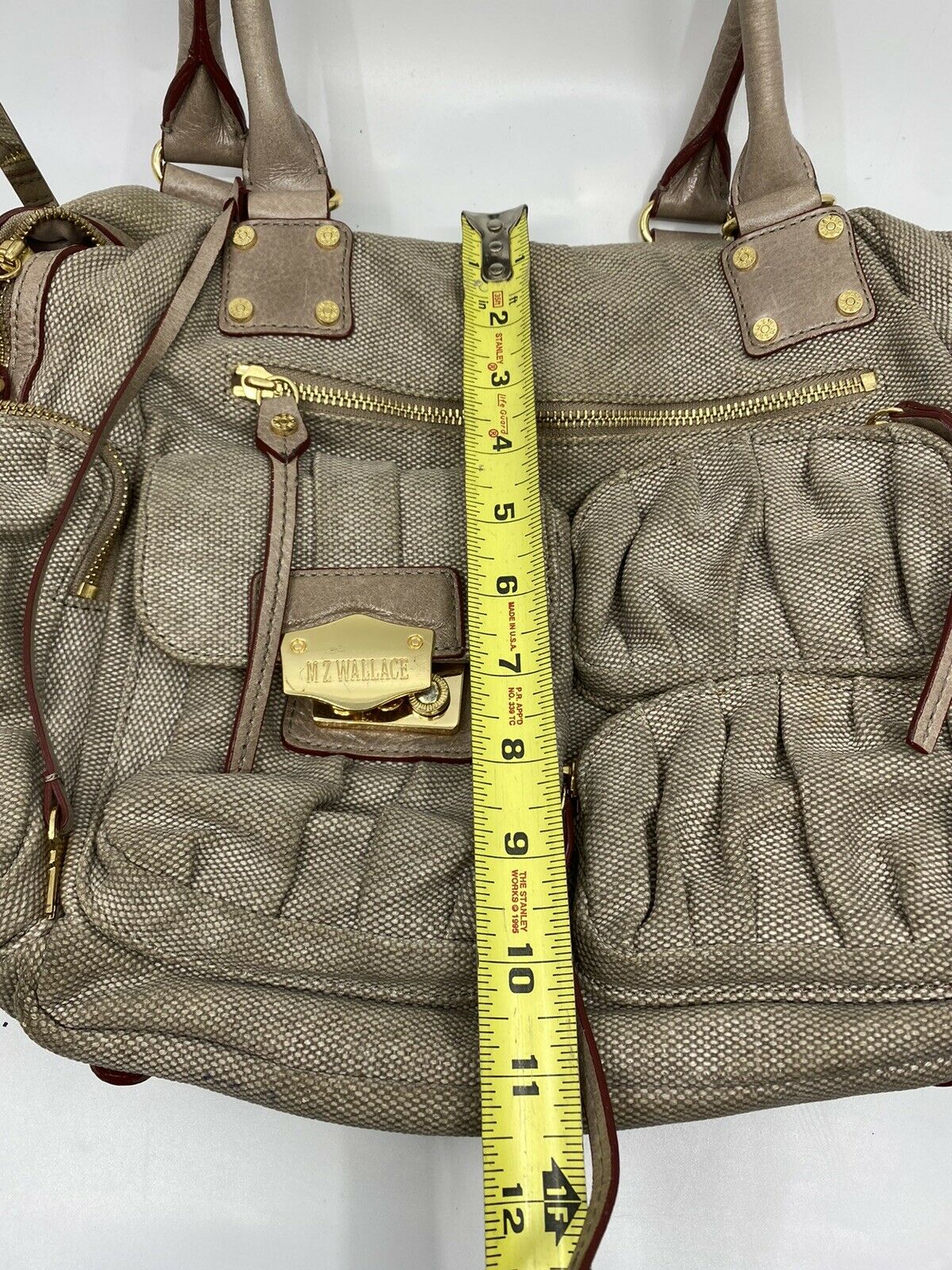 MZ Wallace Khaki Canvas/ Leather Handbag