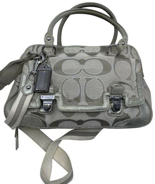 coach msrp silver gray fabric cross body bag