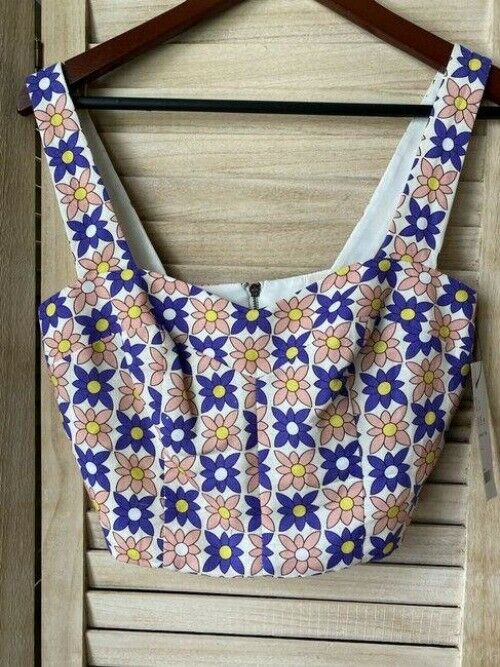 Nicole Miller multicolor floral crop msrp small blouse