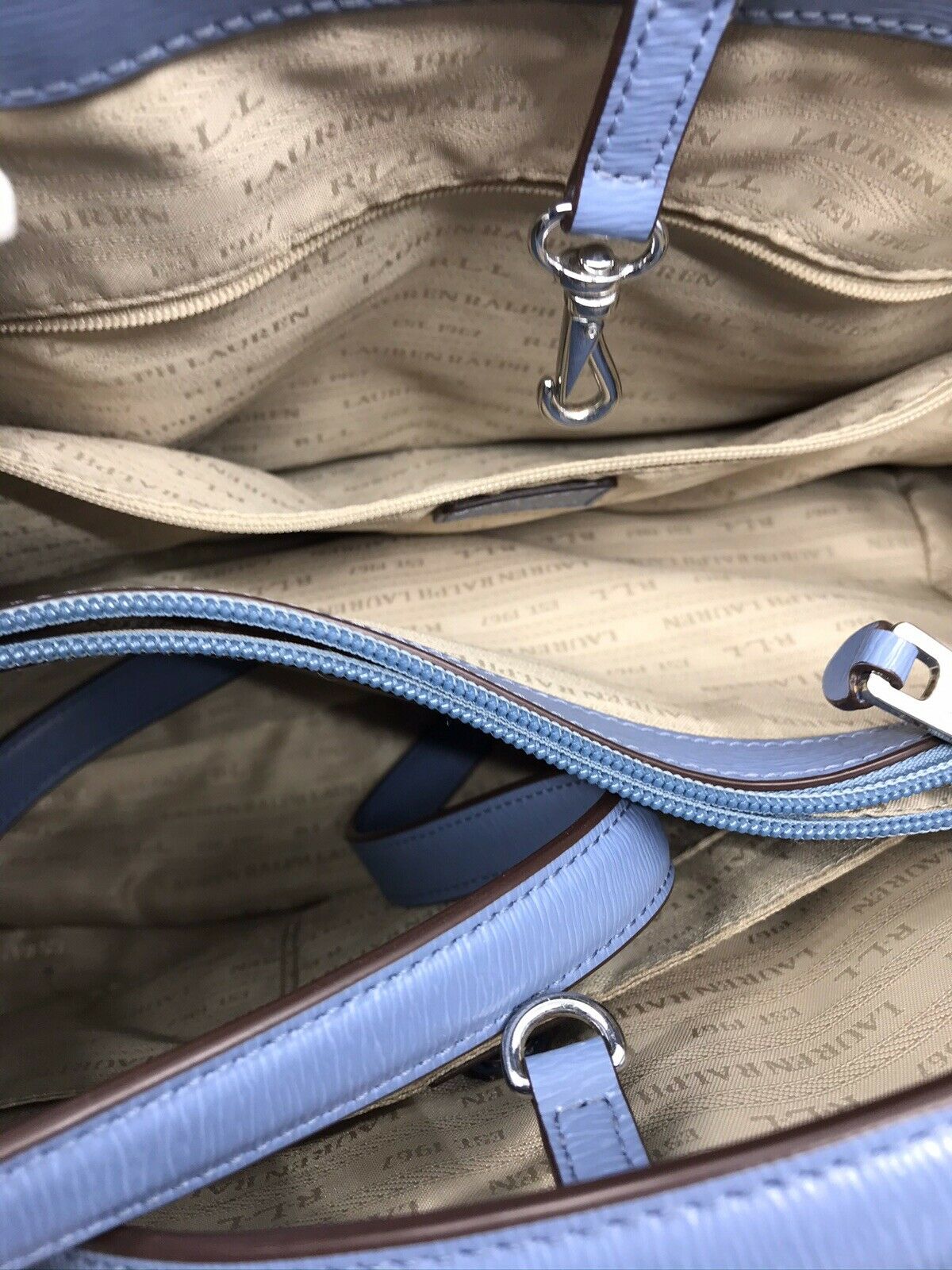 RALPH LAUREN BLUE Large  Leather Tote