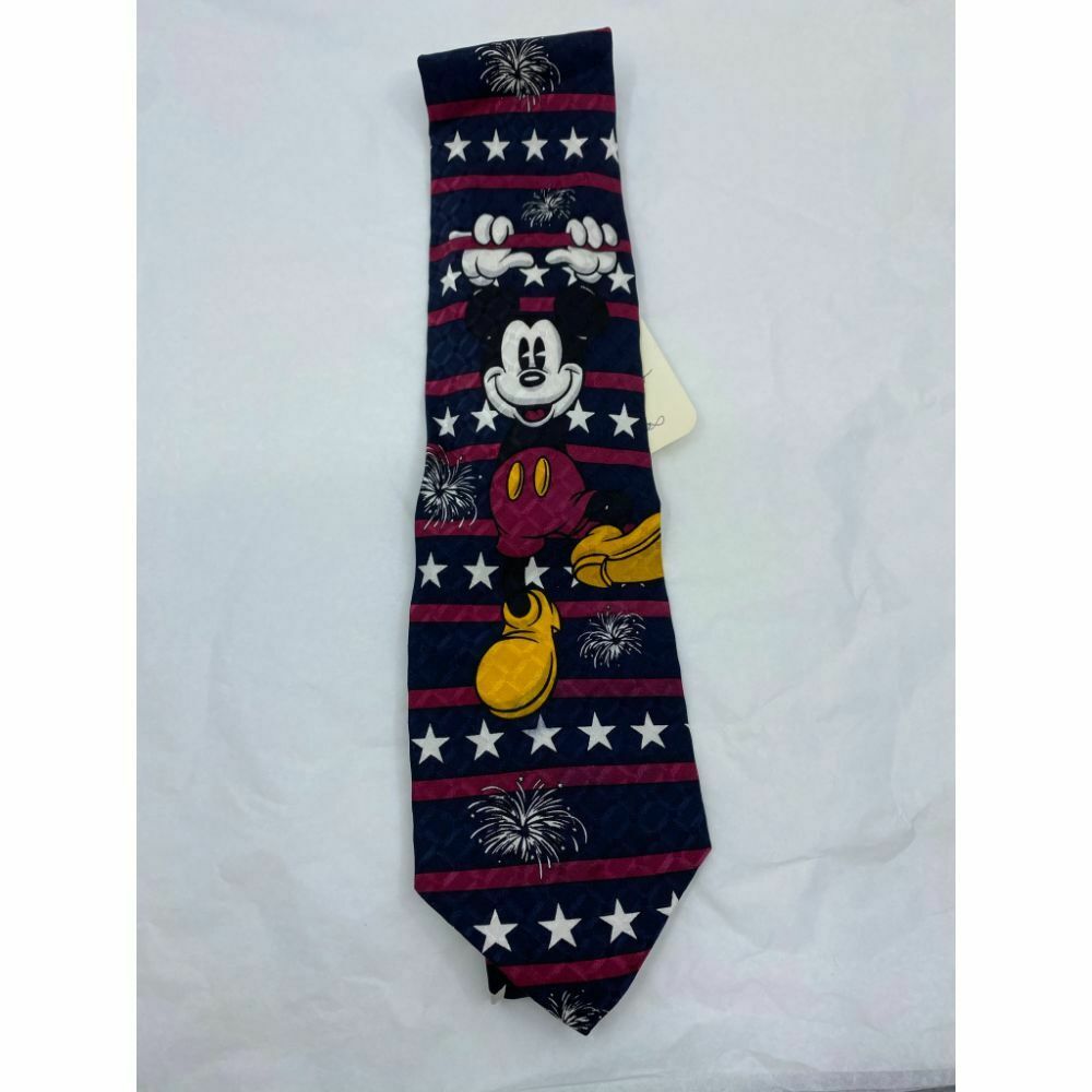 MICKEY MOUSE Disney Neck Tie Blue Purple White Hand Made 100% Silk