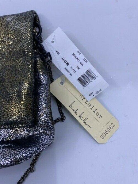 Nicole Miller Msrp Black Gold Leather Cross Body Bag