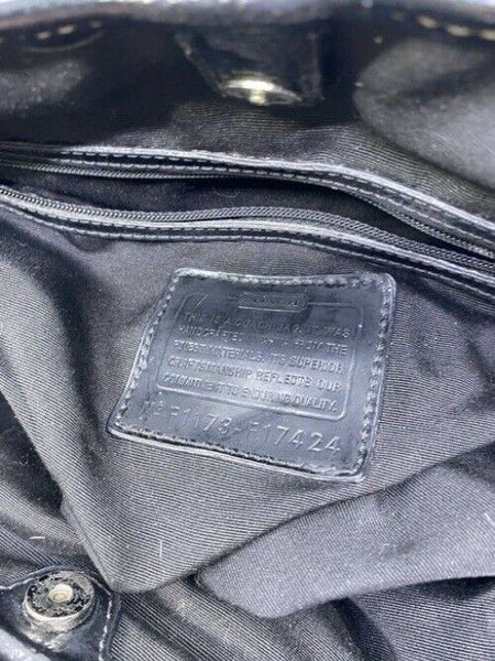 Coach Middle Clasp Black Fabric Shoulder Bag