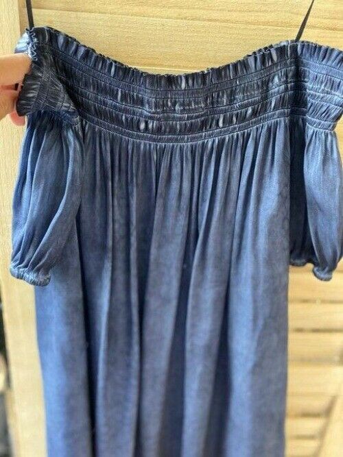 Nicole Miller blue off shoulder msrp small blouse