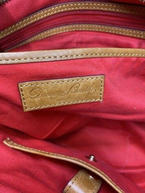 Dooney and bourke shopping large blue white brown fabric tote
