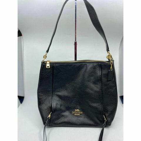 Coach Black Leather Classic Tote Bag Multiple Compartments