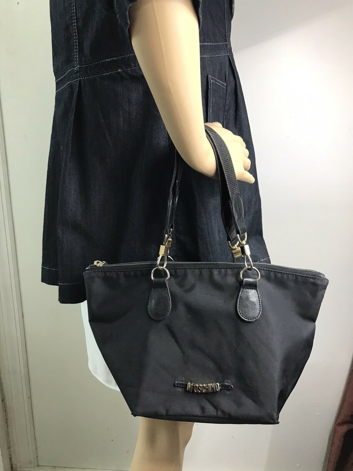 Moschino Black Small Nylon Tote