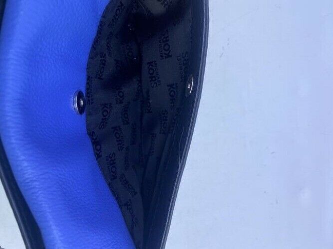 Michael Kors Flap Fulton Chain Shoulder Purse Blueblack Leather Cross Body Bag