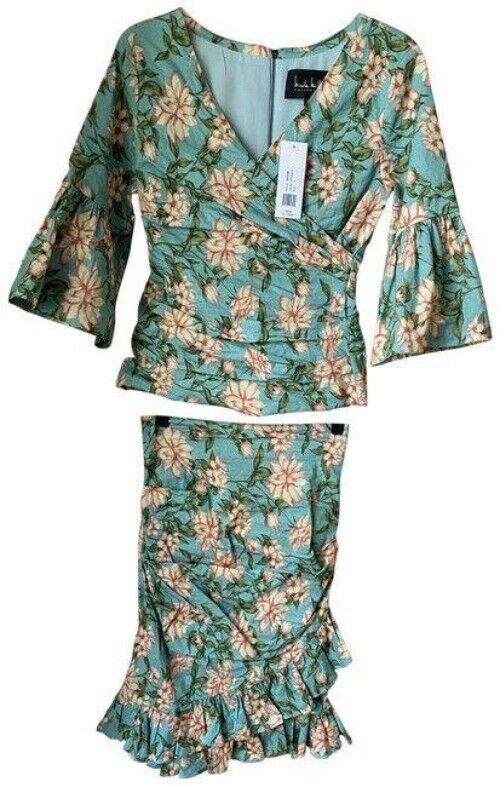 nicole miller multicolor w w skirt floral set msrp small blouse