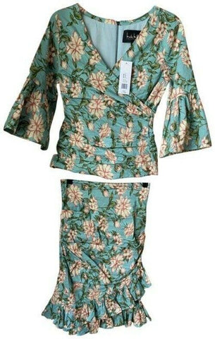 nicole miller multicolor w w skirt floral set msrp small blouse
