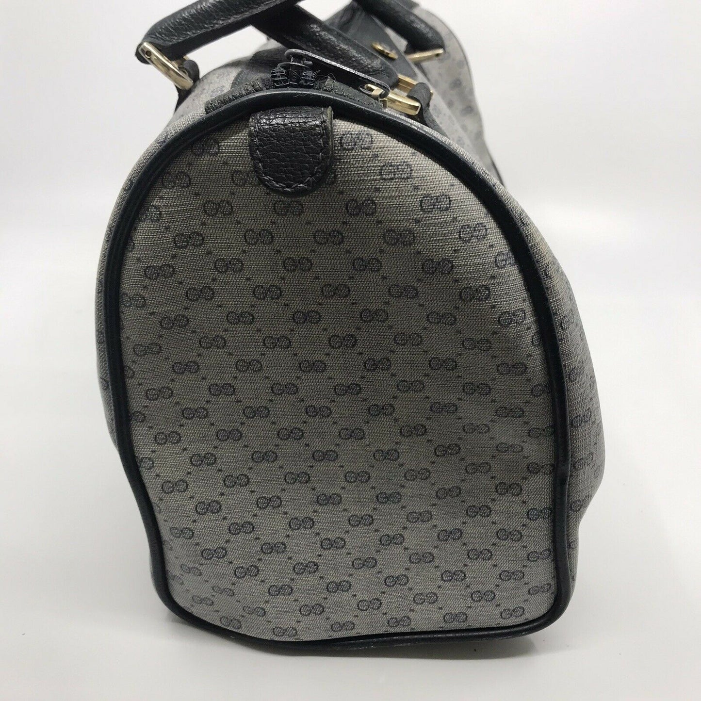 GUCCI Vintage Boston Bag Brown Coated Canvas