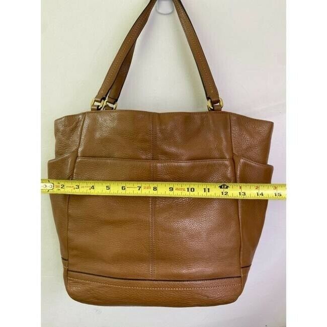 COACH XL Orange Leather Shopping Tote Bag