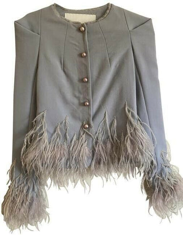 Zac Posen gray new feather msrp