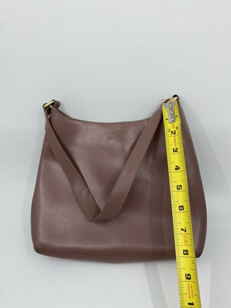 FURLA Pink Leather Animal Print Fur Contrast Handbag