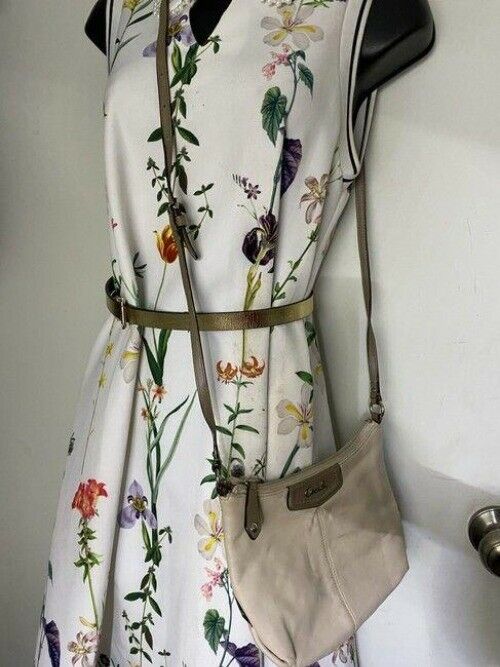 coach small beige leather cross body bag