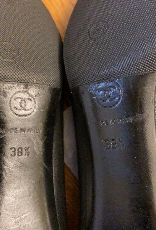 chanel black cap toe flats size eu