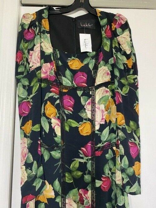 nicole miller black green pink new msrp long formal dress