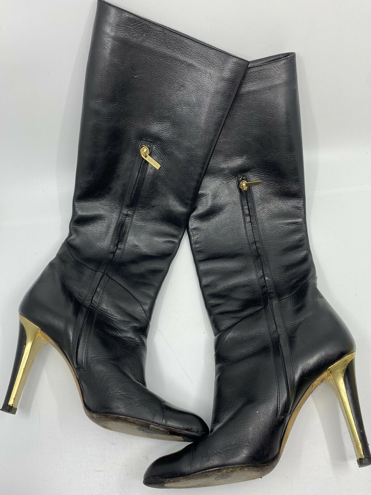 JIMMY CHOO Black Leather Knee high boots 7.5