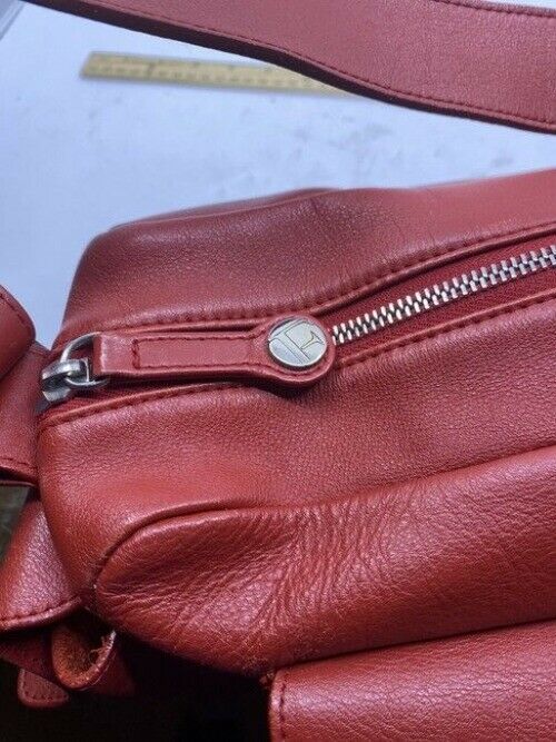 Furla Vintage Tubular Red Leather Shoulder Bag