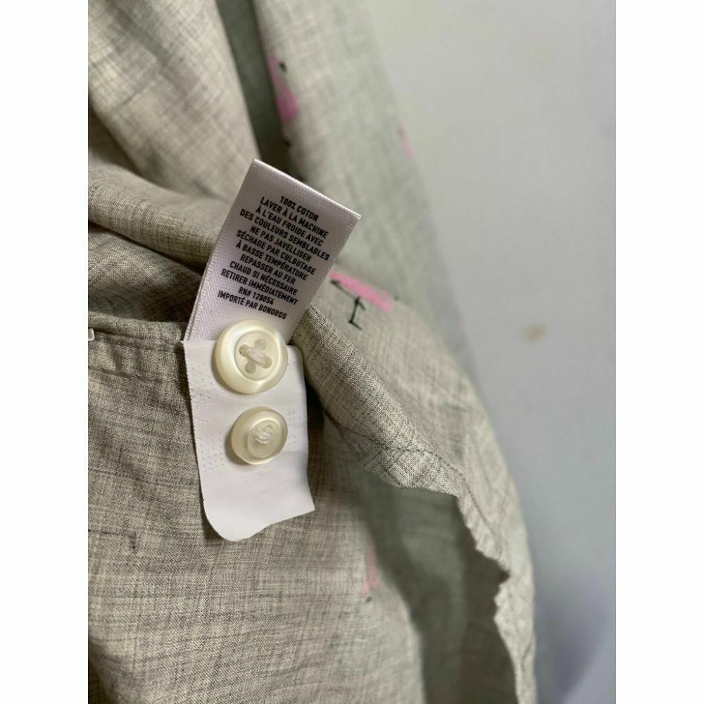 BONOBOS Gray Pink Printed Long Sleeve Button Down Shirt Size M