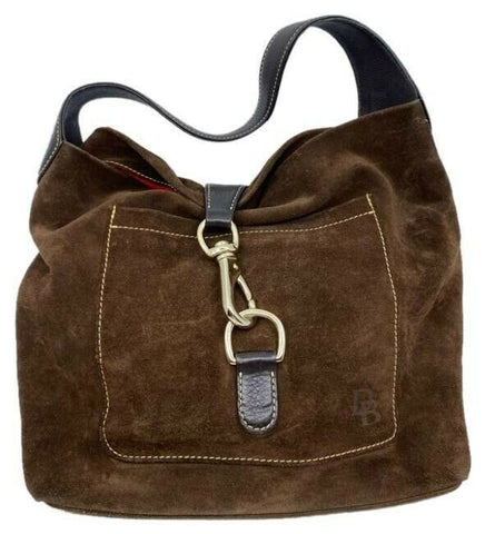 dooney and bourke brown suede leather hobo bag