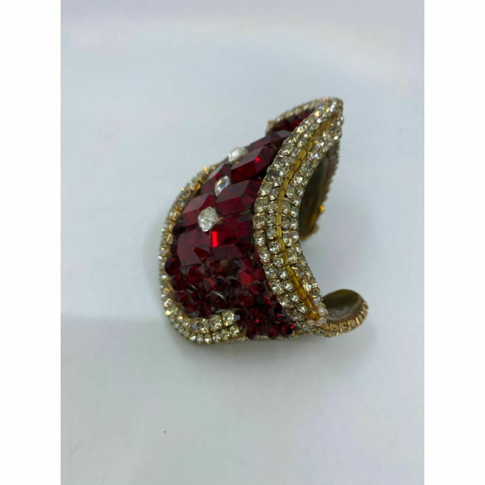 Rare! WENDY GELL Signed 1983 Red Be jewelled Cuff Bracelet